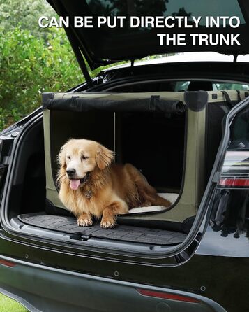 Складана переноска для собак середніх порід, 76x54x54 см, зелена. Зручна переноска для транспортування в авто, з міцною сіткою та м'якою підстилкою для дому та подорожей.