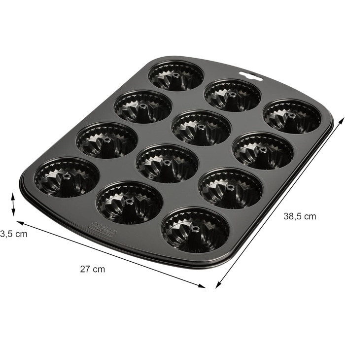 ORIGINAL KAISER Inspiration Gugelhupf Muffin Tin for 12 Muffins, Muffin Baking Sheet 38x27 cm, non-stick coated, Standard Size & Classic Mini Tartlets 6 Pieces, Tartlet Molds 10 cm
