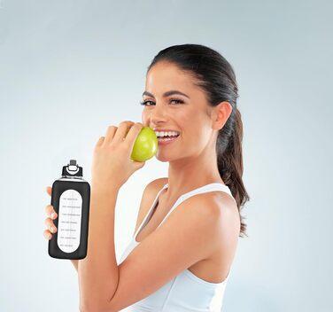2 Liter Glass Drinking Bottle, 2l Glass Bottle, Glass Water Bottle with Straw, Bottle Brush, Black