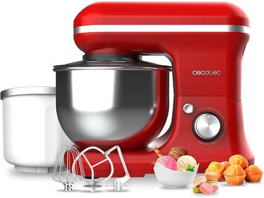 Кухонний комбайн Cecotec Cecomixer 250W з чашею з нержавіючої сталі, 3л, 5 функцій (місити, збивати, змішувати, монтувати, емульгувати), 6 швидкостей, червоний