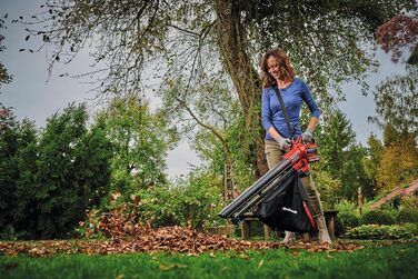 Einhell Cordless Leaf Blower VENTURRO 18/210 Power X-Change (18 V, suction power 500 m³/h, collection bag 45 L, blowing function up to 210 km/h, incl. 4 Ah battery & charger) Black, Red