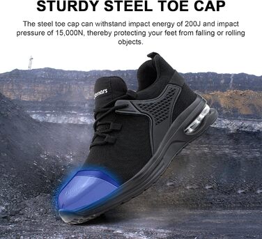 Черевики робочі чоловічі/жіночі Hitmars, з металевим підноском, зручні кухарські черевики, легкі, для дахів, чорні/сині, EU36-48 (42 EU)