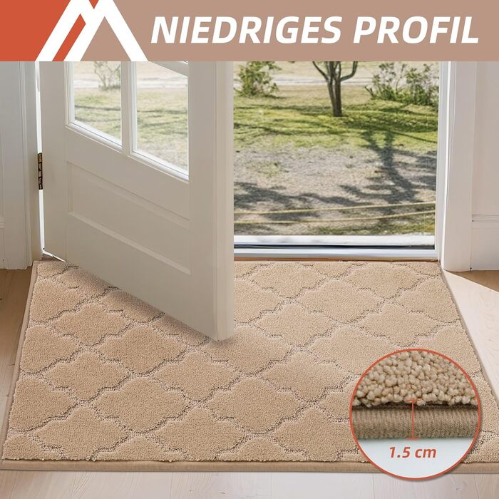 Килимок для входу COSY HOMEER 50x80 см, бежевий, вологозахисний, антиковзкий, машинне прання, для дому, кухні, коридору