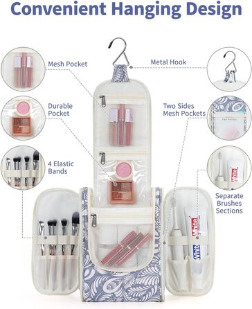 Косметичка для дорослих та дітей Narwey Klein - жіноча та чоловіча сумочка для туалетних аксесуарів (Blaues Blatt (Klein)) A-blaues Blatt S