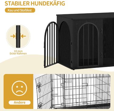 Клітка для собак Hzuaneri, 80 см, 3 двері, сучасний дизайн, чорний колір, для дому, міцна, 80 x 56 x 61 см, DFC85101B