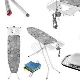 КADAX Складане прасувальне щитове поле, 120x38 см з розеткою, регульоване по висоті, сірий колір