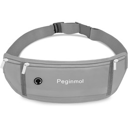 Пояс для телефону для бігу, спортивна сумка для джогінгу, водонепроникний пояс на пояс для чоловіків та жінок з 3 кишенями, велика місткість, регульований біговий пояс (Чорний + Зелений) (Сірий)