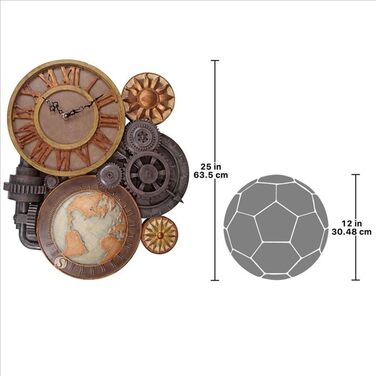 Design Toscano Sculptural Wall Clock, Dimensions: 5 x 15 x 44.5 cm (Gear Clock)