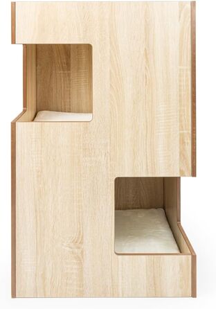 Преміум будиночок для кота з дерева, замок-вежа з ліжками, 50x50x80 см, темно-сірий (бежевий)