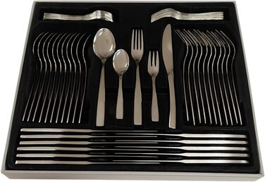 Набір столових приборів 60 предметів для 12 осіб з нержавіючої сталі – елегантний набір, полірований до блиску, безпечний для посудомийної машини, стійкий до корозії. Модель 4