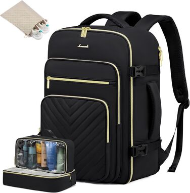 LOVEVOOK Рюкзак для ручної поклажі, 40L, водонепроникний, для ноутбука 17 дюймів, Easyjet, для подорожей, роботи, трекінгу, оливково-бежевий (18 дюймів, A-чорний)