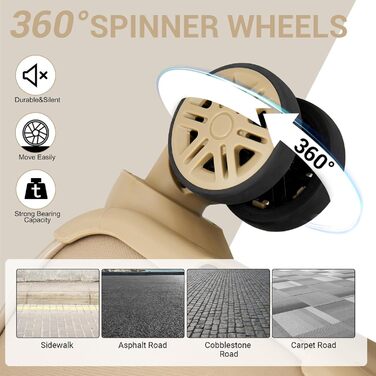 Чемодан Miss Lulu ручної об'єм, 59.5 x 36.5 x 25 см, зелений, з відділенням для мокрого/сухого, на 4 колесах, для коротких поїздок та ділових подорожей