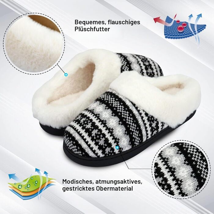 Жіночі зимові капці AONEGOLD: теплі плюшеві тапочки з ефектом пам'яті (Memory Foam), протиковзкі, унісекс, чорні, розмір 40/41 EU