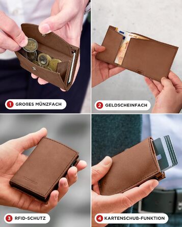 Шкіряний чоловічий гаманець SF SCOFIELD Duality Magflip Slim з RFID захистом та монетницею, коричневий (Vintage Brown - Caramel Brown)
