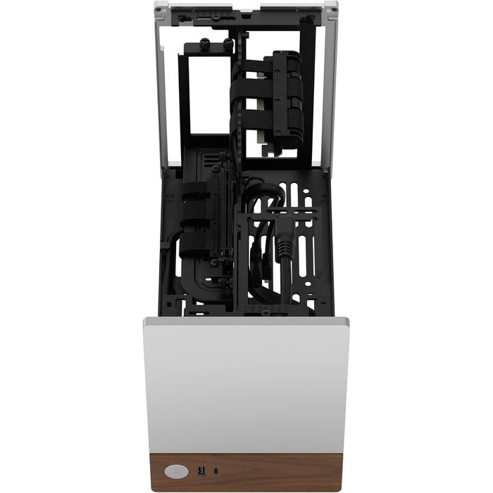 Корпус для ігрового ПК Fractal Design Terra Wood Walnut - mITX, PCIe 4.0, USB Type-C, анодований алюміній (срібло)