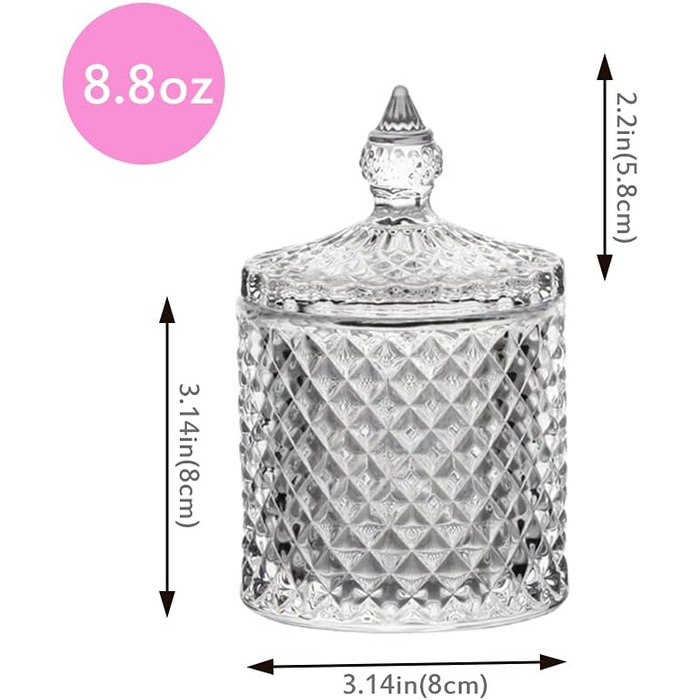 Контейнер для ватних паличок та дисків 2 шт. Прозорий скляний органайзер для ванної кімнати, туалетного столика. Підходить для ватних паличок, дисків, солі для ванни.