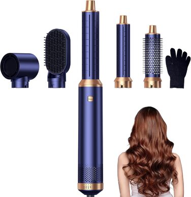 Фен-щітка 6-в-1 Haarstyler Pro: сушка, укладка, завивка, об'єм. 1000W, іонізація, для волосся, блакитний