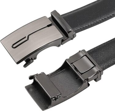 Чоловічий шкіряний ремінь WERFORU з автоматичною пряжкою, регульований, 3.5 см, для костюма та джинсів, E-чорний, 145 см (обхват талії 105-125 см)