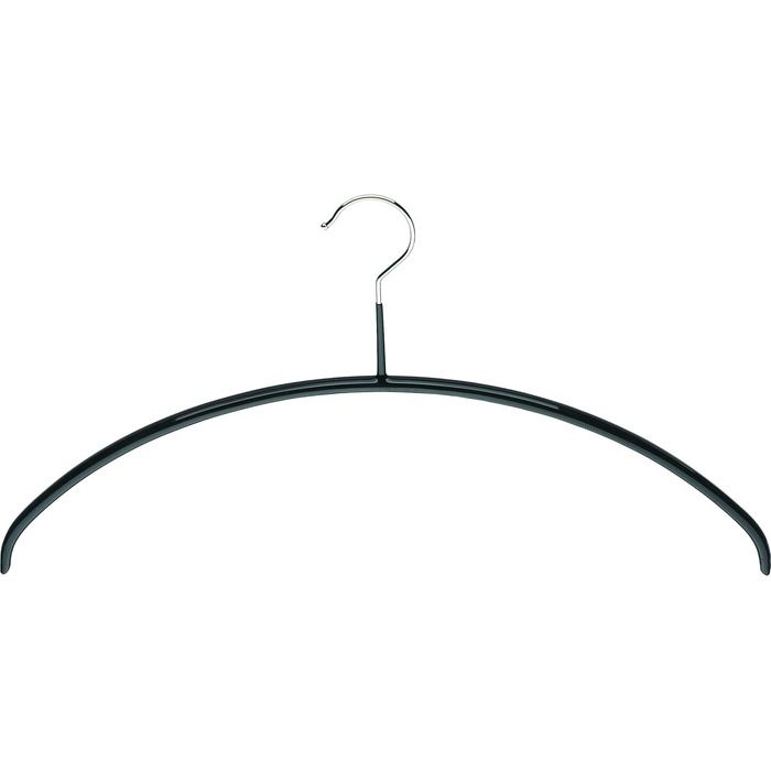 MAWA Clothes Hangers, Set of 10 high-quality, space-saving, non-slip clothes hangers, ideal for T-shirts and sweaters, with a 360° rotatable hook and non-slip coating, 46 cm, Black