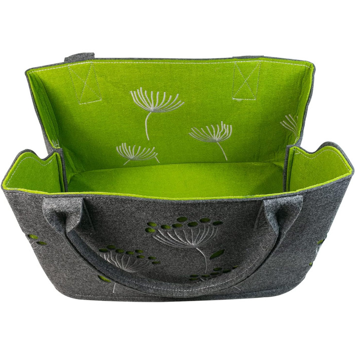 GILDE Felt Bag Dill Flower, 41 cm, Shopping Bag/Wooden Bag/Beach Bag - tear-resistant & carries a lot of weight - safely cushions your purchases and has plenty of storage space (Dark Grey)