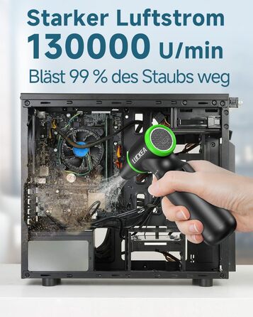 Електричний повітряний пилосос для чищення ПК - 3-ступеневий Air Duster 130000 об/хв, міні-фен, для клавіатури, авто, дому та вулиці