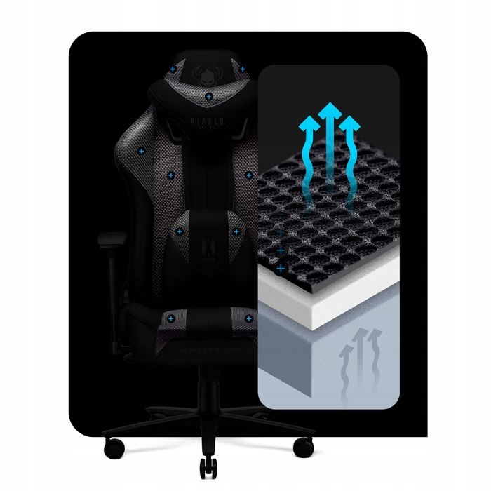 Ігрове крісло Diablo Chairs X-Player 2.0, тканина, чорне