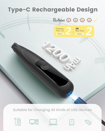 Триммер для собак Pfoten Trim Pro: тиха машинка для догляду за лапами, вухами та обличчям з LED-підсвічуванням, Type-C, чорний