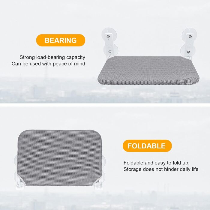 Підвісна лежанка для котів, гамак з 4 присосками, сірий, 45 x 30 см