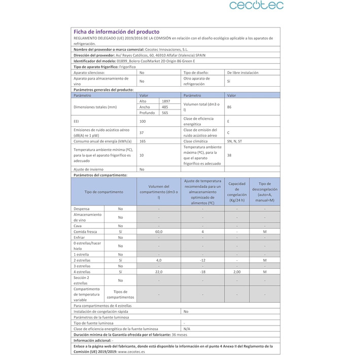 Холодильник Cecotec Bolero CoolMarket 2D Origin 86 Green - Ретро, 86л, Клас E, Зелений