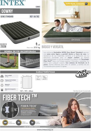 Надувний матрац з підйомником для ніг Dura-Beam Downy Airbed