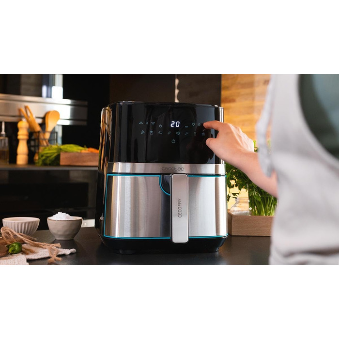 Аерофритюрниця Cecotec Cecofry Full Inox 5500 Pro, 5.5 л, 1700 Вт, цифрова безмасляна фритюрниця з корпусом із нержавіючої сталі та 8 режимами приготування
