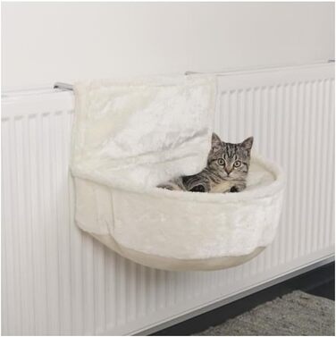 TRIXIE Radiator Snuggle Bag for Cats - Short-haired Plush - Reversible Cushion - Stable Metal Frame - Adjustable Bracket - 43140