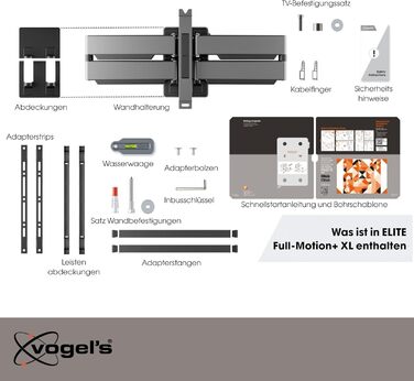 Кріплення для телевізора Vogel's Elite TVM 5855 для великих телевізорів до 100 дюймів, до 75 кг, поворотне, VESA 600x400, чорний, з подвійним кріпленням