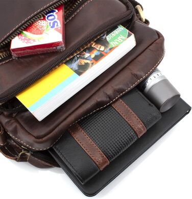 Чоловіча сумка через плече JOREY з натуральної шкіри - для бізнесу, роботи, подорожей (темно-коричнева)