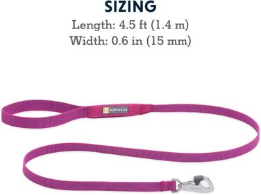 RUFFWEAR Dog Lead Hi & Light, Strong Lead with Integrated Storage Pouch and Secure Crux Clip, Compactly Foldable to Pocket Size, Alpenglow Pink