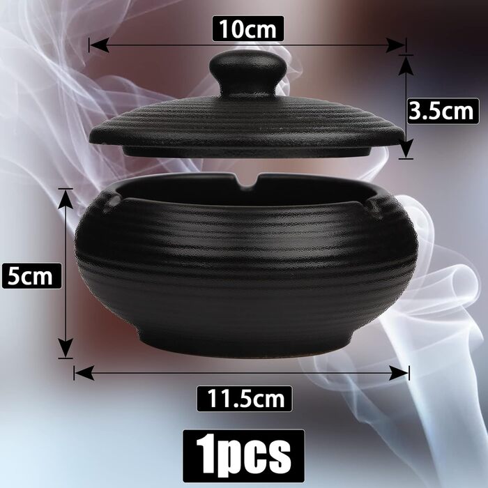 Керамічна попільничка для сигарет чорного кольору з кришкою, для вулиці, ретро-дизайн, захист від вітру, для дому, офісу, балкону, дивану