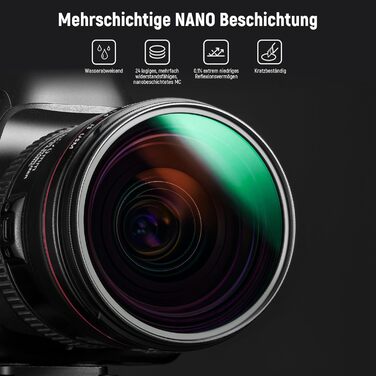 NEEWER Поляризаційний фільтр 67mm з 24 шарами, Nano MC CPL, для об'єктивів камери, зменшує відблиски та покращує контраст | HD скло