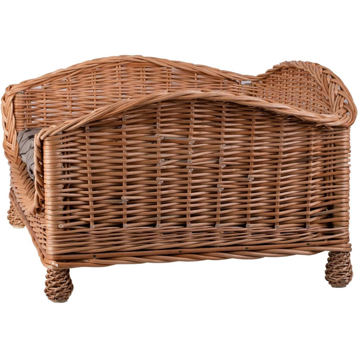 Корзина для собак і котів з плетіння лози з м'яким лежаком, лежак для тварин, собаче ліжко, котяче ліжко (54x32 H25, Бежевий)