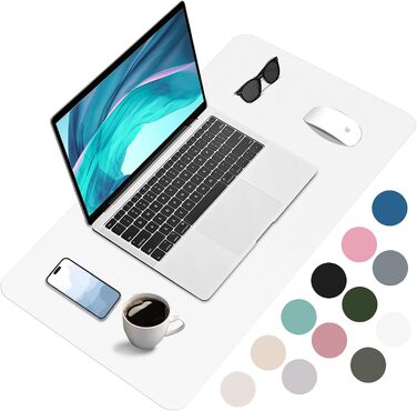 Підкладка під клавіатуру та мишу Zanfqvo 80x40 см - XXL з PU-шкіри, водонепроникна, антиковзаюча, для офісу/дому/ноутбука (біла)