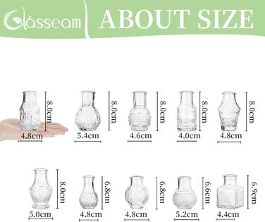 Glasseam набір міні-ваз із скла для декору столу, 40 шт. Вінтажні маленькі вази для весілля, вечірки, дня народження, дому, вітальні