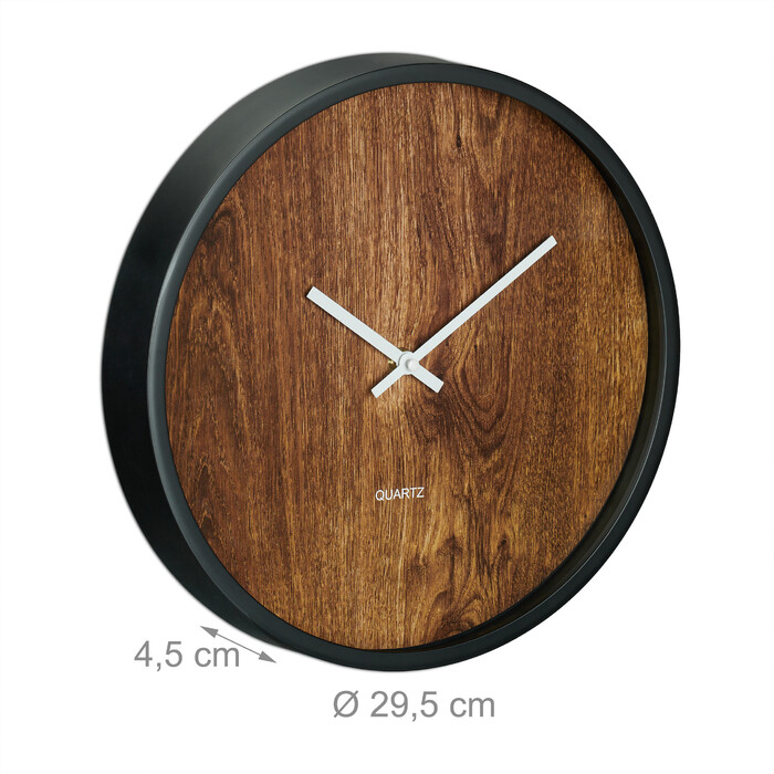 Relaxdays Modern Wall Clock with Wood-Look Finish