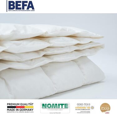 BEFA NATUR Made in Germany Down Comforter 155x220 cm made of 90% goose down and 10% feathers, summer duvet, suitable for allergy sufferers, Öko-Tex 100 Class 1 certified, Downpass (2 pieces) 155 x 220 cm (2 pieces) summer duvet