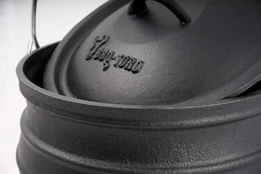 Чавунний казан BBQ-Toro Potjie №1, 3 л з ніжками для відкритого вогню, південноафриканський Dutch Oven, жаростійкий казан для м'яса з кришкою