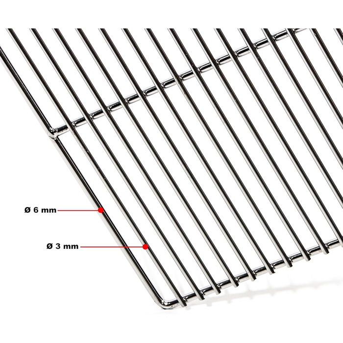 Решітка для гриля BBQ, 54x34 см, з нержавіючої сталі, з ручками, для газових та купольних грилів