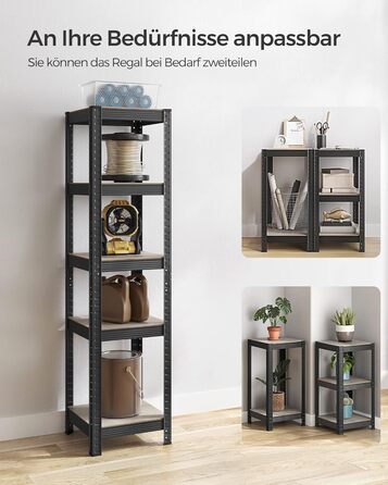 SONGMICS 5-Tier Adjustable Storage Shelf Unit - Vintage Brown & Black