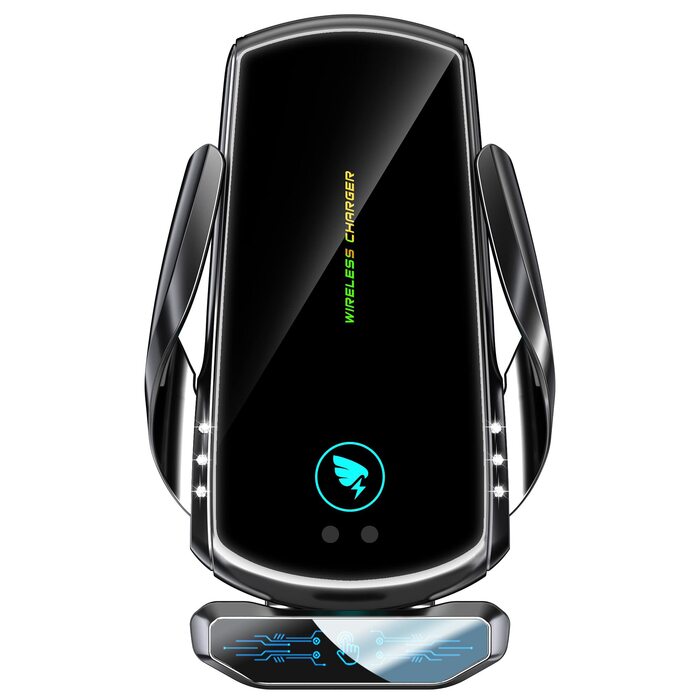 Автомобільний бездротовий зарядний пристрій AmazeFan 15W Qi з тримачем для телефону, чорний