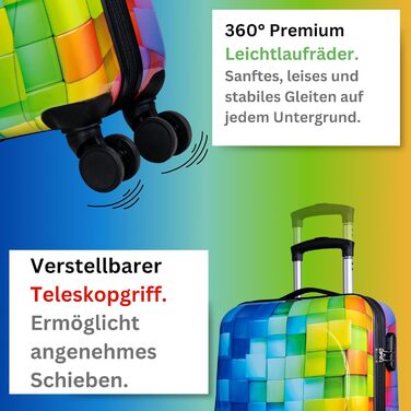 Валіза NOWI з жорстким корпусом, середнього розміру, 68L, 8 коліс, 360°, ABS, з кодовим замком та телескопічною ручкою – для подорожей, ручної поклажі, середній розмір, Trolley
