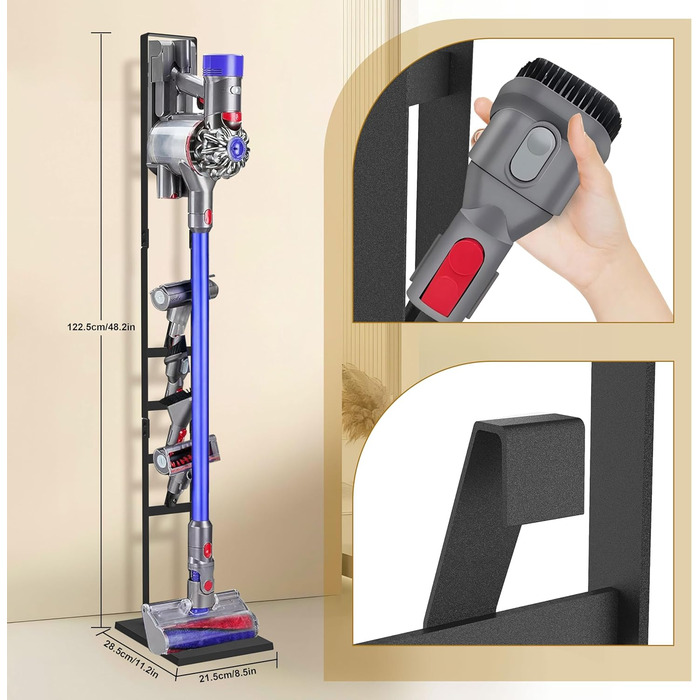 Підставка для пилососа OUTBROS сумісна з Dyson Gen5 V15s V15 V12 Slim V11 V10 V8 V7 V6, металева, без свердління, чорна