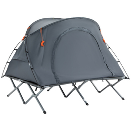 Outsunny Camping Bed Dome Tent 2 Person Air Mattress Grey 200x146x159cm | Aosom