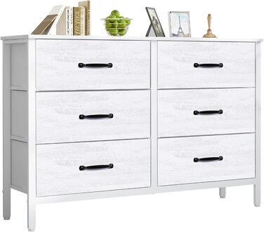 LYNCOHOME Chest of Drawers with Drawers, Fabric Chest of Drawers, TV Stand Sideboard with 6 Fabric Drawers, Storage Cabinet Bedroom Drawer Chest Kitchen Storage Furniture for Office Hallway